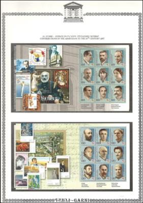 **/gestempelt/Poststück - Sammlung Armenien 1992/2000 in dekorativem Vordruckalbum mit Schoner, - Francobolli e cartoline