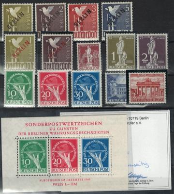 ** - Sammlung Berlin 1948/1989 u.a. Nr. 33/34 - 38/41 - 59/60, - Stamps and postcards