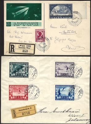 Poststück/Briefstück/gestempelt - Sammlung Österr. I. Rep. u.a. mit WIPA glatt auf Rekokarte - FIS I, - Stamps and postcards