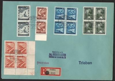 Poststück/Briefstück - Partie Poststücke Österr. ab 1945 - nur Freimarkenfrankaturen, - Briefmarken und Ansichtskarten
