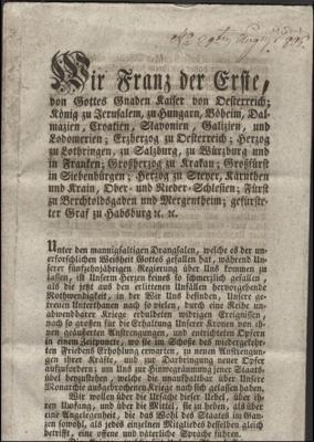 Poststück - Österr. 1806 - Franz der I. - 10seitige Verlautbarung bezügl. Banco - Zettel, - Známky a pohlednice