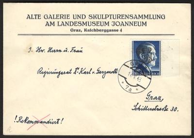 Poststück - Österr. 1945 - Lokalausg. Grazer Pantherausg. 5 RM a. Museumkuvert, - Briefmarken und Ansichtskarten