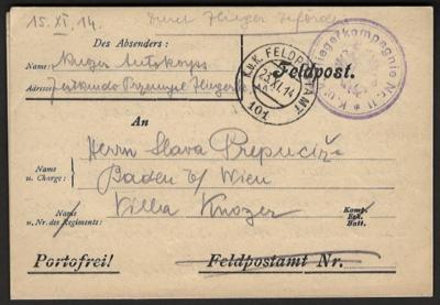 Poststück - Österr. Feldpost WK I - Briefmarken und Ansichtskarten