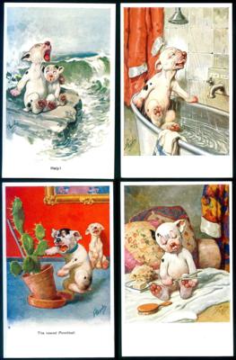 Poststück - Partie AK Bonzo sowie Katzen, - Briefmarken und Ansichtskarten
