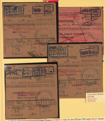 Poststück - STEIERMARK/LEOBEN 4 Poszanweisungen - Briefmarken und Ansichtskarten