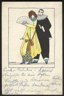 Poststück - Wiener Werkstätte - Karte Nr. 833 - Maria Likarz: "Pierrot", - Briefmarken und Ansichtskarten