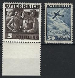 ** - Österr. Nr. 587 I (Unterrandstück mit Plattenf. Farbfleck im "G"), - Stamps and postcards