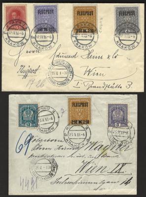 Poststück - Österr. - Flugpost 1918 - Partie Krakau - Wien mit unterschiedl. Daten, - Známky a pohlednice