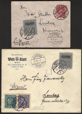 Poststück - Österr. - Partie Flugpost 1918 mit Wien - Lemberg vom 11.4., - Známky a pohlednice