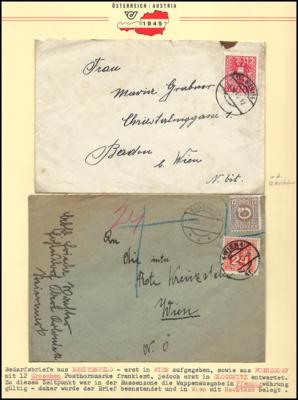 Poststück - Steiermark 1945 Bedarfsbrief aus BREITENFELD a. d. RITTSCHEIN erst in Wien nach Baden expediert, - Známky a pohlednice