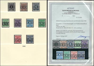 ** - Bizone Nr. I/I - IX/I und I/II - IX/II, - Briefmarken und Ansichtskarten