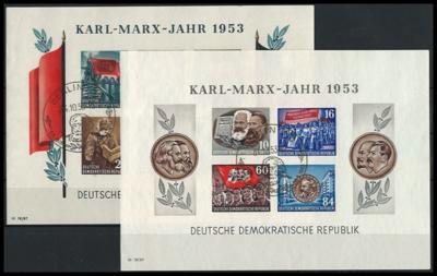 .gestempelt - DDR Marx - Blöcke 1953 gestempelt, - Stamps and postcards