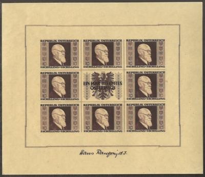 ** - Sammlung Österr. 1945/1990 u.a. mit RENNERBLOCK, - Stamps and postcards
