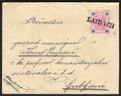 Poststück - Österr. Monarchie - Einzeiler "LAIBACH" auf Ortsbrief aus 1899 mit Nr. 74, - Stamps and postcards