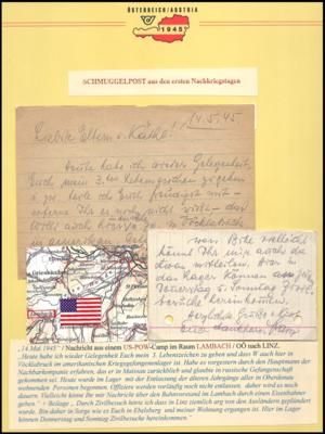 Poststück - Österreich 1945 seltene 2 Schmuggelbriefe aus dem US-Kriegsgefangenenlager LAMBACH in OÖ, - Známky a pohlednice