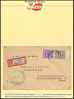 Poststück - Steiermark Sammlung von ca. 70 Belegen 1945 vorwiegend Posthorn, - Francobolli e cartoline