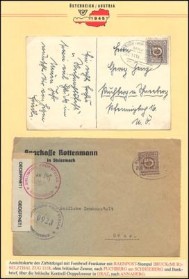 Poststück - Steirische Bahnpostbelege 1945 mit Bahnpostnummern 142, - Stamps and postcards
