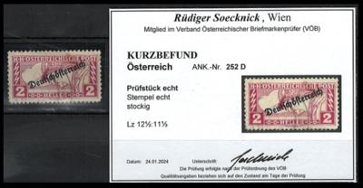 .gestempelt - Österr. Nr. 252D - laut Kurzbefund Soecknick "echt, - Briefmarken und Ansichtskarten