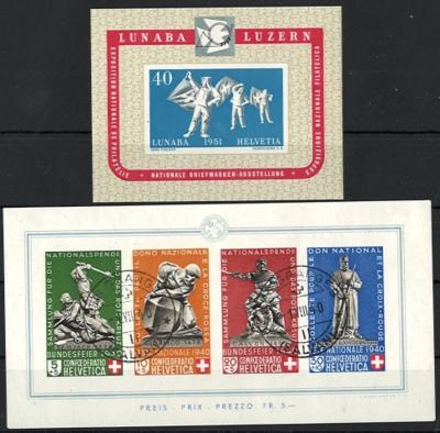 **/*/gestempelt - Schweiz - Partie Blöcke ab 1937, - Stamps and postcards