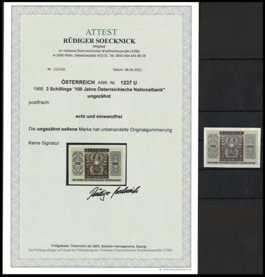 ** - Österr.   ANK Nr. 1237 U "100 Jahre - Briefmarken und Ansichtskarten
