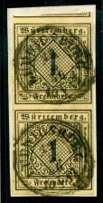 Briefstück - altd. Staaten - Württemberg Nr. 1 im senkrechten Paar auf Briefstück, - Známky a pohlednice