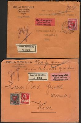 Poststück/Briefstück - Partie Poststücke Schweiz u.a. mit etwas Wertbriefen, - Stamps and postcards