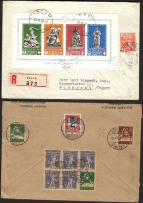 Poststück/Briefstück - Reichh. Partie Poststücke Schweiz mit viel Reko- u. Auslandspost, - Stamps and postcards