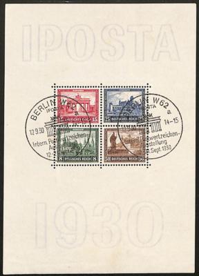 Poststück - D.Reich Bl. Nr. 1 (IPOSTA) mit 2 Sonderstempel vom 1. Verwendungstag, - Známky a pohlednice