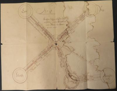 Poststück - Österr. Monarchie ca. 1784- Karte Nr. 2 über den künftigen Zusammenschluß der Posten zu Pilsen, - Briefmarken und Ansichtskarten