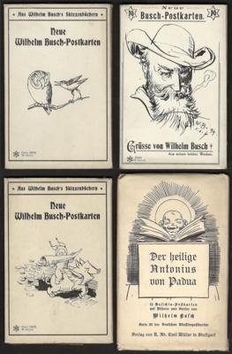 Poststück - Partie Motivkarten "Wilhelm Busch" in 4 Sammelumschlägen, - Briefmarken und Ansichtskarten