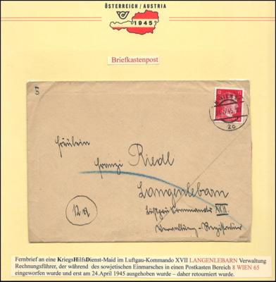 Poststück - wiener Briefkastenpost - Briefmarken und Ansichtskarten