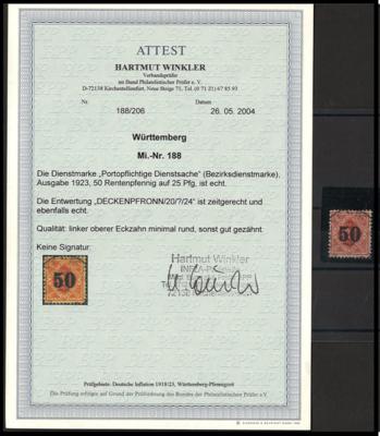 .gestempelt - Alts. Staaten - Württemberg Nr. 188, - Briefmarken und Ansichtskarten