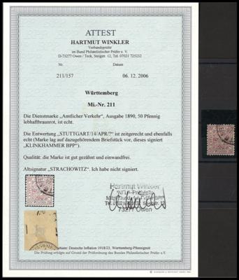 .gestempelt - Alts. Staaten - Württemberg Nr. 211 mit Entwertung "STUTTGART/14/APR/?", - Známky a pohlednice