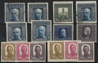 .gestempelt/*/Briefstück - Sammlung Bosnien u.a. mit Nr. (1) A/B - (13) A/B *, - Briefmarken und Ansichtskarten