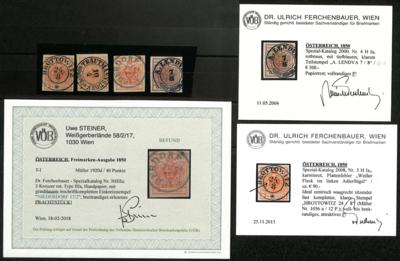 .gestempelt - Österr. Nr. 3 HIIIa mit graublauem Einkreisstpl. "NIEDERDORF 17/2", - Stamps and postcards