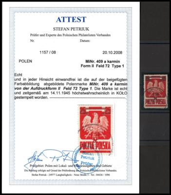 .gestempelt - Polen Nr. 409a karmin Form II Feld72 Type 1, - Francobolli e cartoline