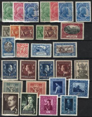 .gestempelt/*/** - Sammlung Liechtenstein 1912/1970 u.a. mit Bl. Nr. 1 gestempelt (etwas fl.), - Stamps and postcards