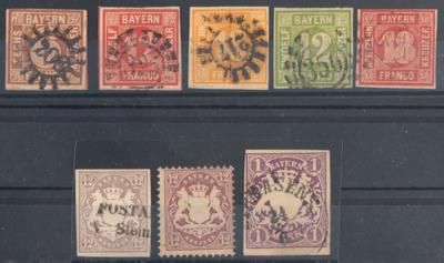 .gestempelt/* - Schöne Sammlung Bayern Ausg. 1849/1920 mit Dienst- u. Portom. etc., - Stamps and postcards