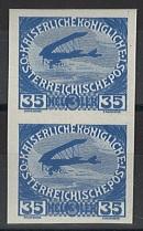 ** - Ö. Nr. 184 (35 + 3 Heller ultramarinblau) - Flugzeug in postfr. senkr. ungezähnten Paar, - Briefmarken und Ansichtskarten