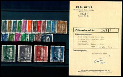 ** - Österr. 1945 - Grazer Aushilfs-Ausg. Nr. 674/96, - Briefmarken und Ansichtskarten