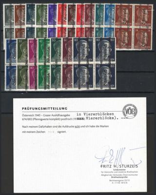 ** - Österr. Nr. 674/92 in Viererbl., - Stamps and postcards