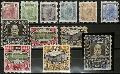 */**/(*) - Sammlung Österr. ca. 1867/1918 u.a. mit Ausg. 1908 und 1910, - Stamps and postcards
