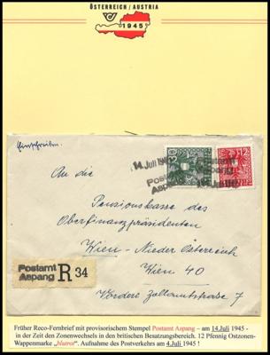 Poststück - Bezirk Neunkirchen 1945 - 3 sehr frühe Bedarfsbriefe ab dem Postamt Aspang, - Francobolli e cartoline