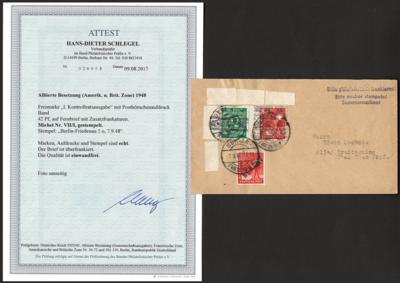 Poststück - Bizone 1948 mit Band-/ Netzfrankatur in Mischfrank. Berlin nach Bayern, - Známky a pohlednice