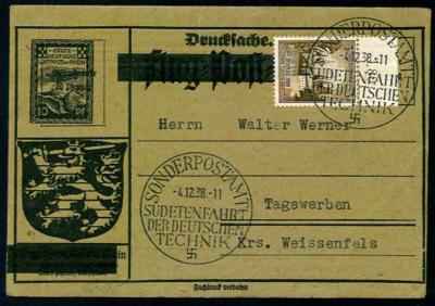 Poststück - D.Reich Sonderdrucksache für die Sudetenfahrt der deutschen Technik 1938, - Známky a pohlednice