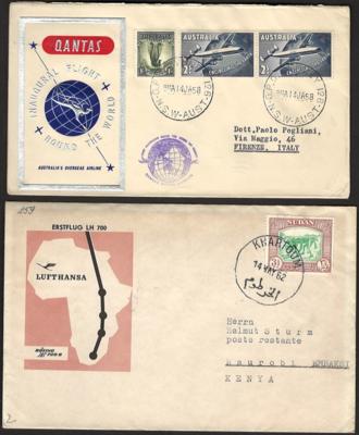 Poststück - Europa u. Übersee - reichhaltige Partie Erst- u. Sonderflüge ab 1958, - Stamps and postcards