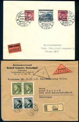Poststück - IGLAU Belege aus dem Zeitbereich CSR und Protektorat etc., - Stamps and postcards