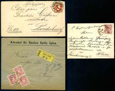 Poststück - Iglau über 50 Belege der Ausg. 1867/1883, - Známky a pohlednice