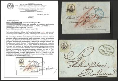 Poststück - Lombardei - 30 Centesimi Stempelmarke aus 1854 als Freimarke verwendet, - Francobolli e cartoline