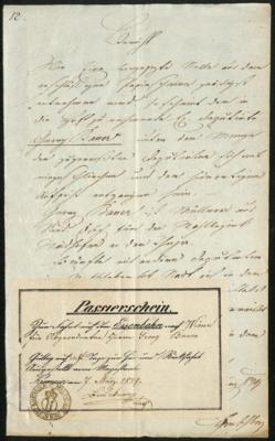 Poststück - Österr. 1849 - Passierschein für eine EISENBAHN - FAHRT nach Wien (incl. Rückfahrt), - Známky a pohlednice